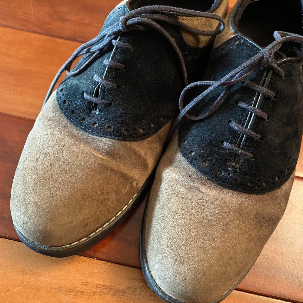 Grey and Black Saddle Shoe Hush Puppies- Women's Size 7 1/2